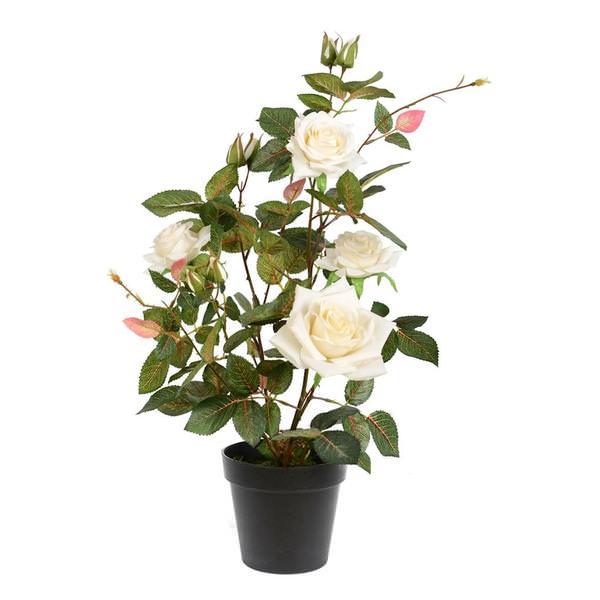 21" Artificial Potted White Rose Plant