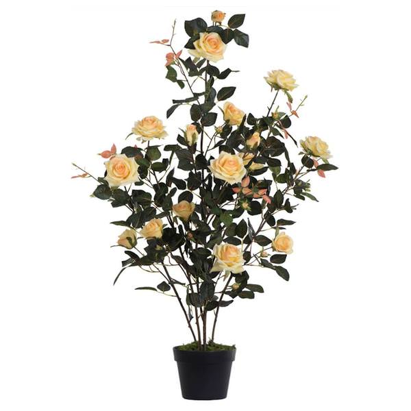 45" Artificial Yellow Rose Plant in Black Pot