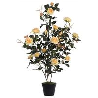 Vickerman 45" Artificial Yellow Rose Plant in Black Pot