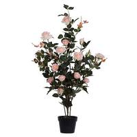 Vickerman 45" Artificial Pink Rose Plant in Black Pot