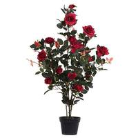 Vickerman 45" Artificial Red Rose Plant in Black Pot