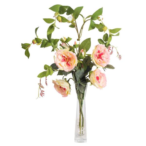 25" Artificial White, Yellow, Pink Tea Roses