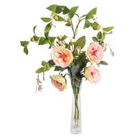 Vickerman 25" Artificial White, Yellow, Pink Tea Roses