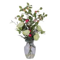 Vickerman 25" Artificial Tea Roses in Swirl Vase