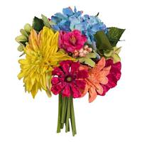 Vickerman 15" Artificial Mixed Poppy/Dahlia/Hydrangea Bouquet