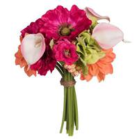 Vickerman 12"Artificial Poppy / Dahlia with Pink Calla Lily Bouquet