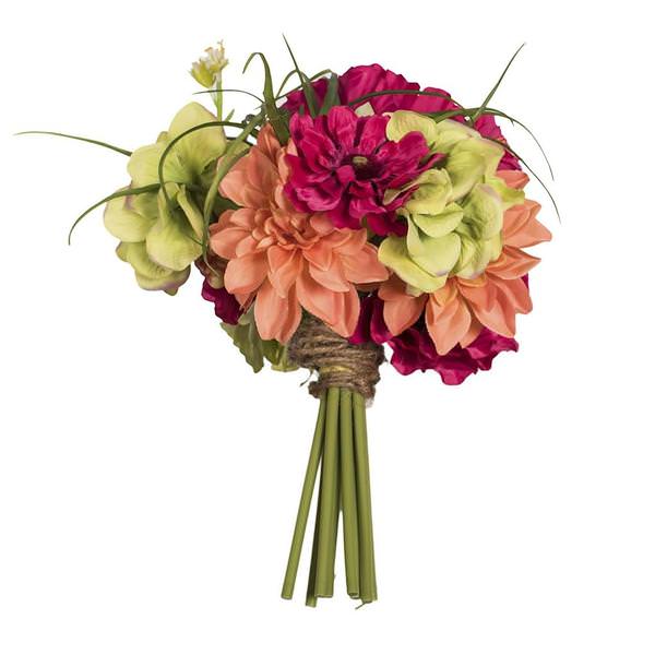 8" Artificial Mixed Poppy/Dahlia/Succulent Bouquet