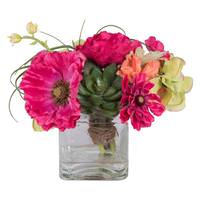 Vickerman 14" Artificial Poppy / Dahlia Succulent in Cube