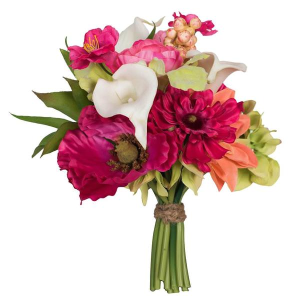 12" Artificial Multi-Color Poppy / Dahlia / Calla / Succulent Bouquet