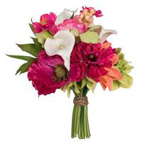 Vickerman 12" Artificial Multi-Color Poppy / Dahlia / Calla / Succulent Bouquet