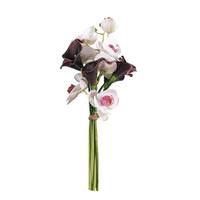 Vickerman 21" Artificial White Orchid with Burgundy Calla Lily Bundle