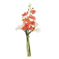 Vickerman 21" Artificial Orange Orchid with White Calla Lily Bundle