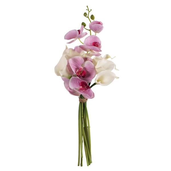 21" Artificial Pink Orchid with White Calla Lily Bundle