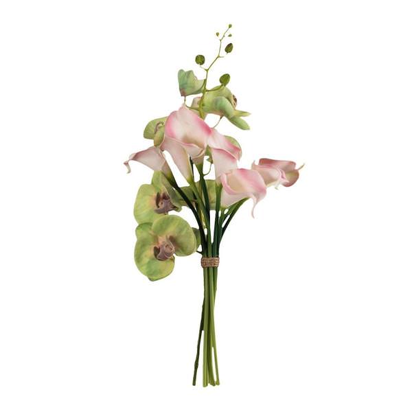 21" Artificial Green Orchid with White/Pink Calla Lily Bundle