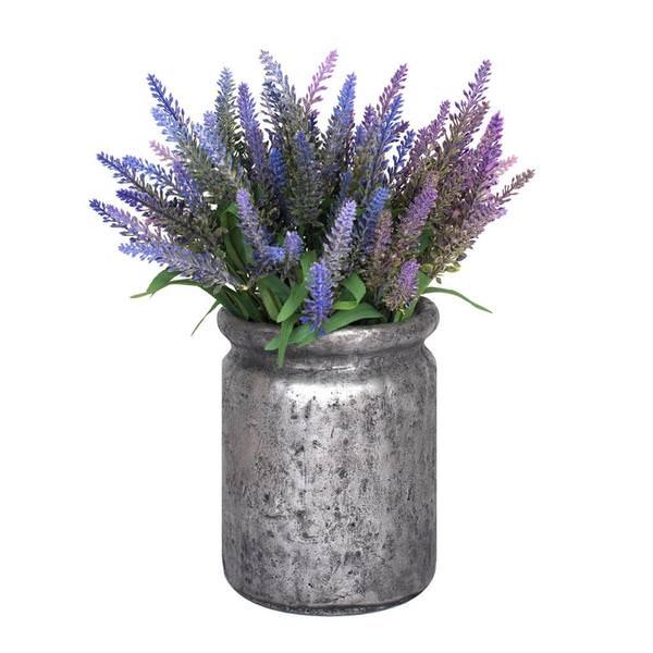 15" Artificial Lavender Bush in Metal Container