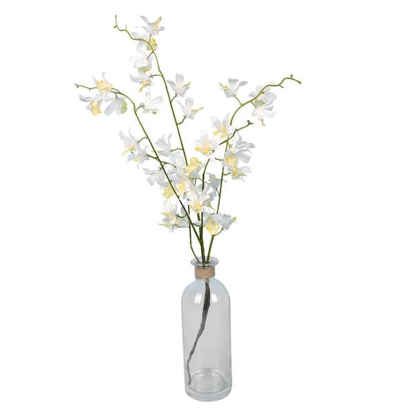 20.5" Artificial Mini White Orchid With Glass Pot