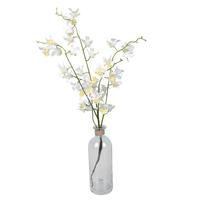 Vickerman 20.5" Artificial Mini White Orchid With Glass Pot