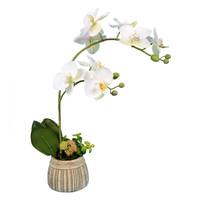 Vickerman 18" Artificial White Orchid With Ceramic Pot