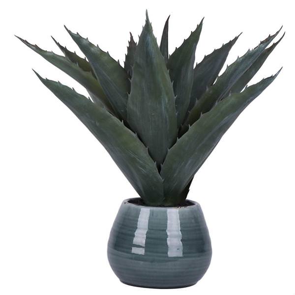 18" Artificial Green Succulent in Ceramic Pot