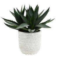 Vickerman 14" Artificial Green Succulent in Concrete Gray Pot
