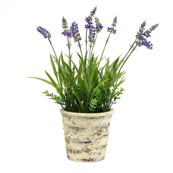 16.5" Artificial Lavender Plant With Round Paper Pot