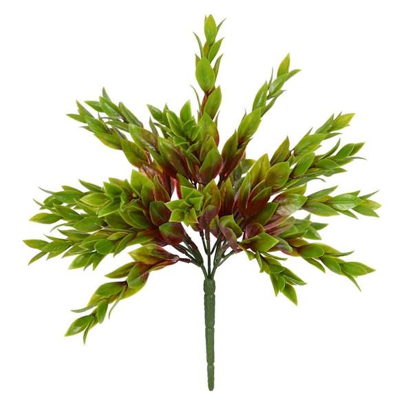 10.5" Artificial Green Mini Leaf Bush (4 pack)