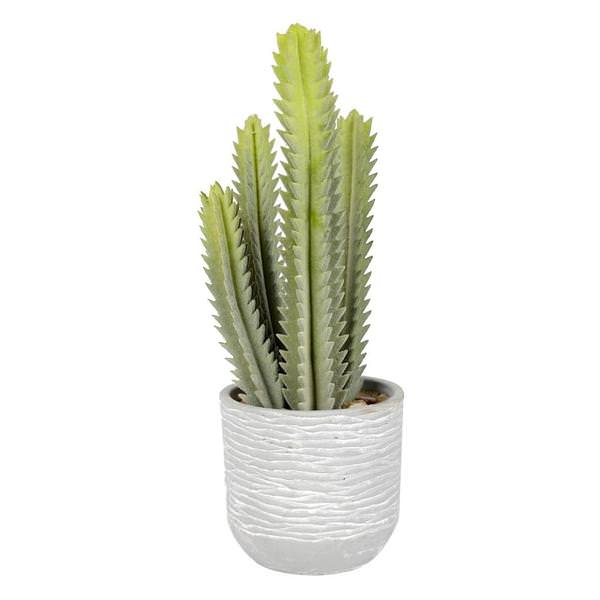 39" Artificial Green Cactus in Concrete Pot