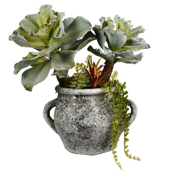 Artificial Assorted Succulents in Concrete Pot
