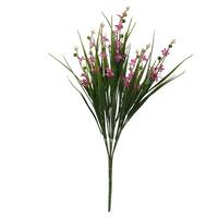 Vickerman 18" Artificial Green and Pink Grass Flower Bush (4 pack)
