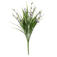 Vickerman 18" Artificial Green and Lavender Grass Flower Bush (4 pack)