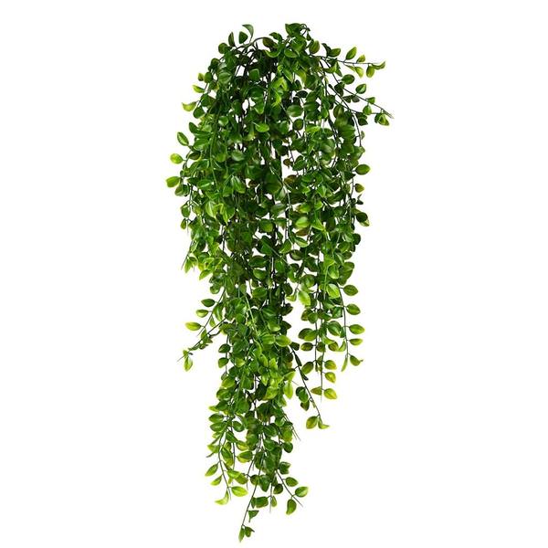 31" Artificial Green Mini Leaf Hanging Bush (2 pack)