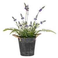 Vickerman 18" Artificial Lavender Flower Fern With Iron Pot