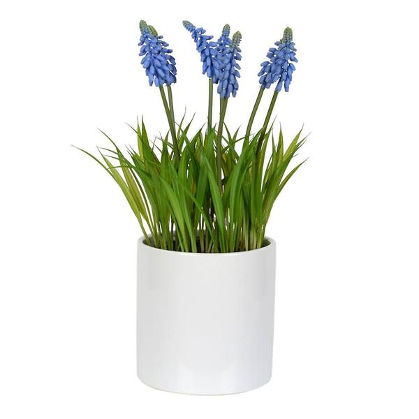 13.5" Artificial Purple Hyacinth With Ceramic Pot