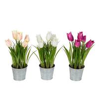 Vickerman 10.5" Artificial Assorted Tulips With Metal Pots (set of 3)