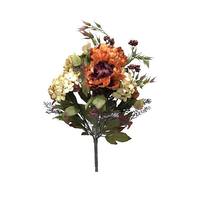 Vickerman 21" Artificial Orange/Cream Peony/Hydrangea Spray