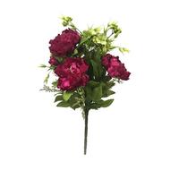 Vickerman 21" Artificial Red/Green Peony/Hydrangea Spray