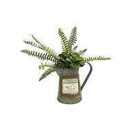 Vickerman 12" Artificial Assorted Succulents/Fern Rustic Watering Can