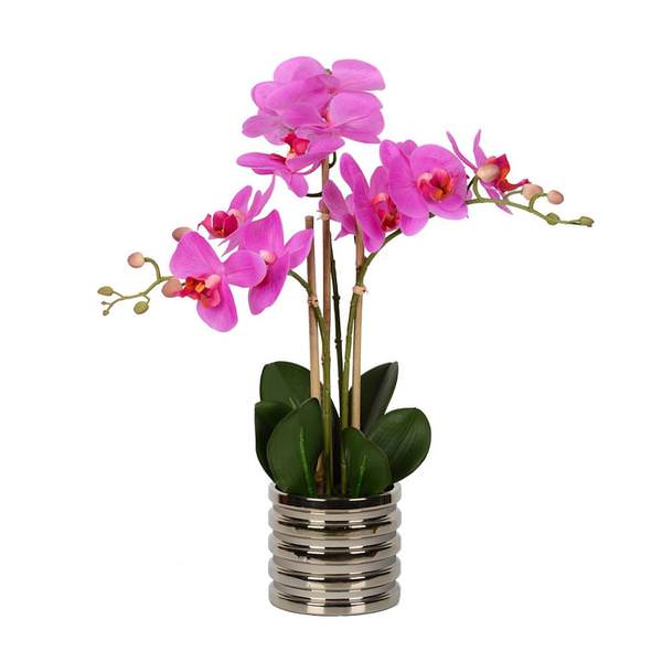 19.5" Artificial Purple Phalaenopsis With Metal Pot