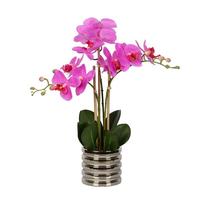 Vickerman 19.5" Artificial Purple Phalaenopsis With Metal Pot