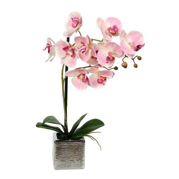18" Artificial Pink Phalaenopsis With Metal Pot