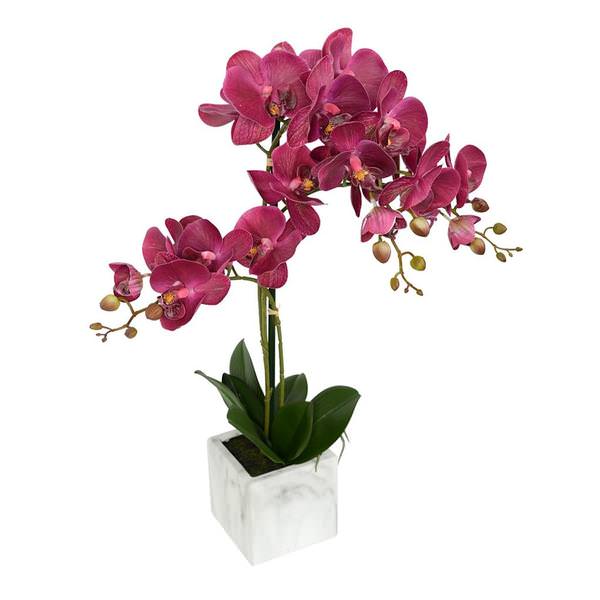 18" Artificial Plum Phalaenopsis With Metal Pot