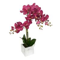 Vickerman 18" Artificial Plum Phalaenopsis With Metal Pot