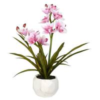 Vickerman 26" Artificial Pink Orchid With White Pot