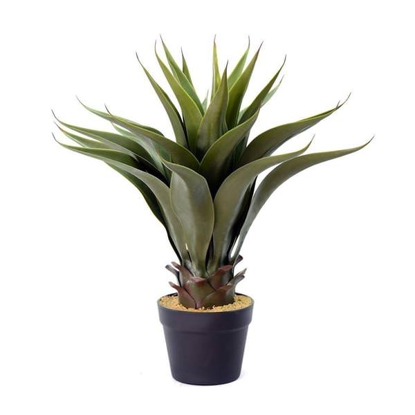 22" Artificial Green Potted Aloe Vera in Black Pot