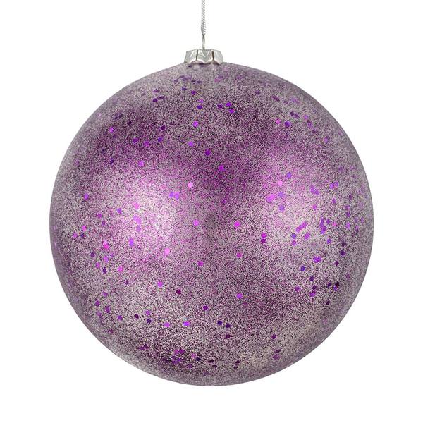 8" Plum Glitter Clear Ball Ornament (2 pack)