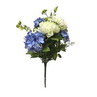 Vickerman 21" Artificial Blue/White Peony/Hydrangea Spray