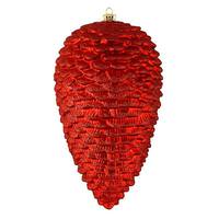 View 7" Red Matte Glitter Pine Cone Ornament (4 pack)