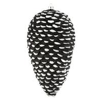 View 7" Black / White Matte Glitter Pine Cone Ornament (4 pack)