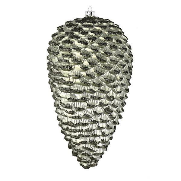 7" Wrought Iron Matte Glitter Pine Cone Ornament (4 pack)