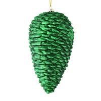 View 7" Emerald Matte Glitter Pine Cone Ornament (4 pack)